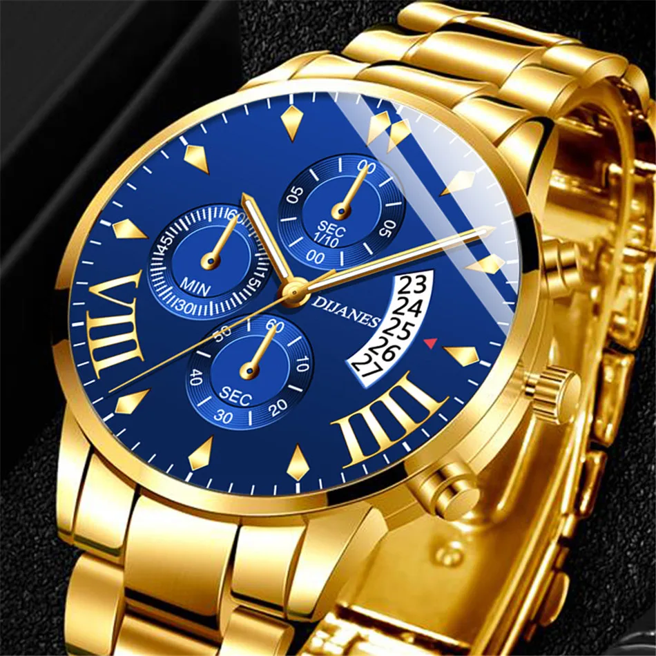 New Men Business Stainless Steel Quartz Wristwatch Fashion Mens Watches Calendar Date Clock Man Silver Bracelet Male Watch