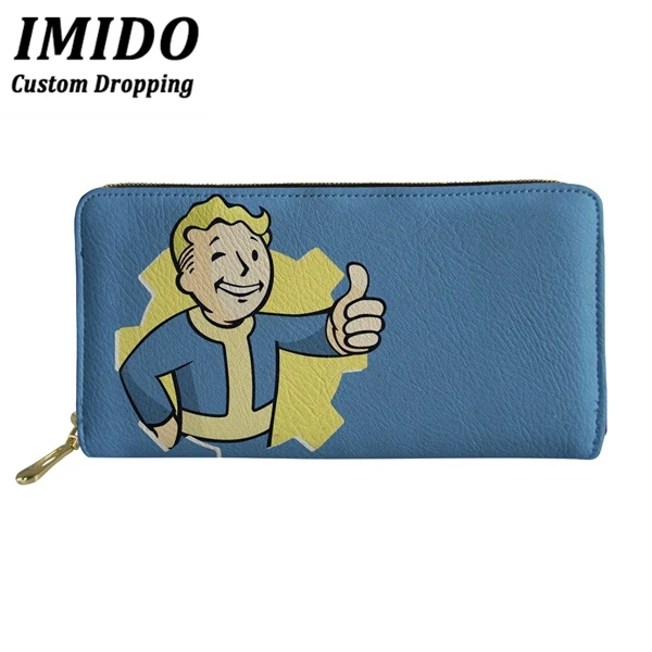 IMIDO,, кошелек с принтом Fallout, длинный, из искусственной кожи, женский, брендовый, на молнии, большой клатч, кошелек, модный, водонепроницаемый, для карт, сумка для монет - Цвет: WLL6616