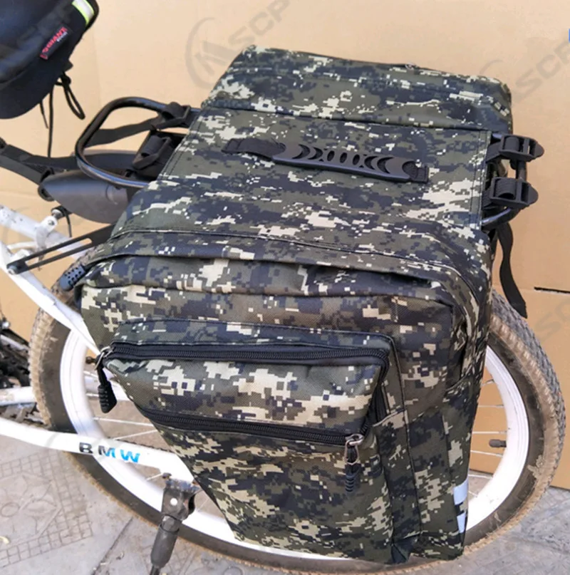 

New 25L Camouflage Bicycle Big Double Pack Bike Carrier Bag Rear Rack Trunk Cycling Luggage Seat Pannier Storage Two Bag