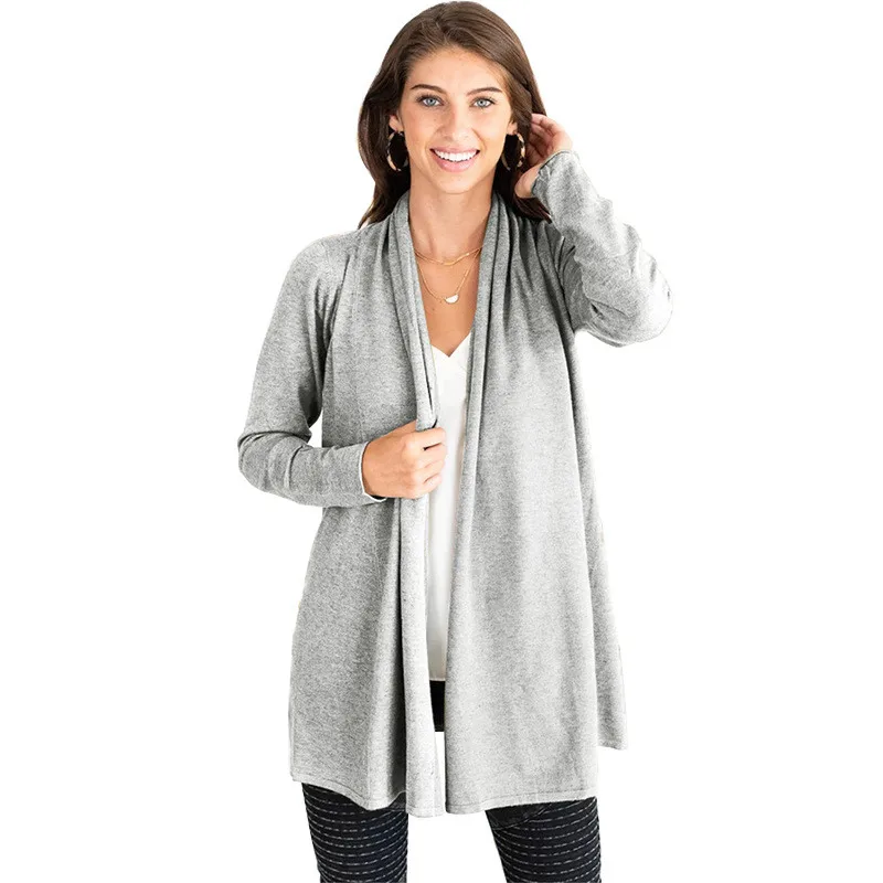 

2019 Women Long Sleeve Thin Blouse Cardigan Sweater Casual Loose Solid Vintage Knitted Outerwear Sweater Femme Tops Plus Size