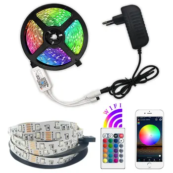 

5M 10M 15M RGB LED Strip String Light Waterproof Fiexble Light Led Ribbon Tape 5050 Led Lamps With Power Plug Controller