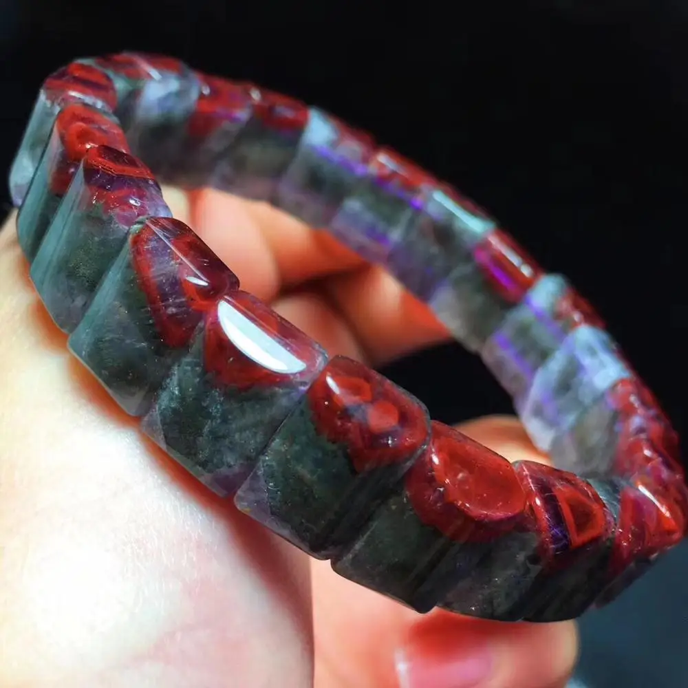 

2019 Natural Auralite 23 Bracelet For Women Man Canada 12x8mm Rectangle Beads Reiki Red Purple Gemstone Fashion Jewelry AAAAA