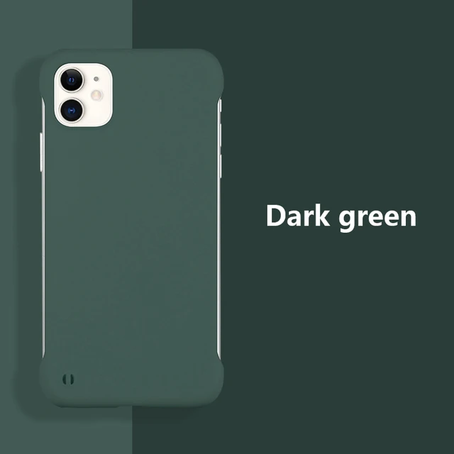 Slim Hard PC Frameless Phone Case For iPhone 13 12 11 Pro Max Mini XR XS X 6 6S 7 8 Plus SE 2 Shockproof Matte Solid Color Cover Dark green