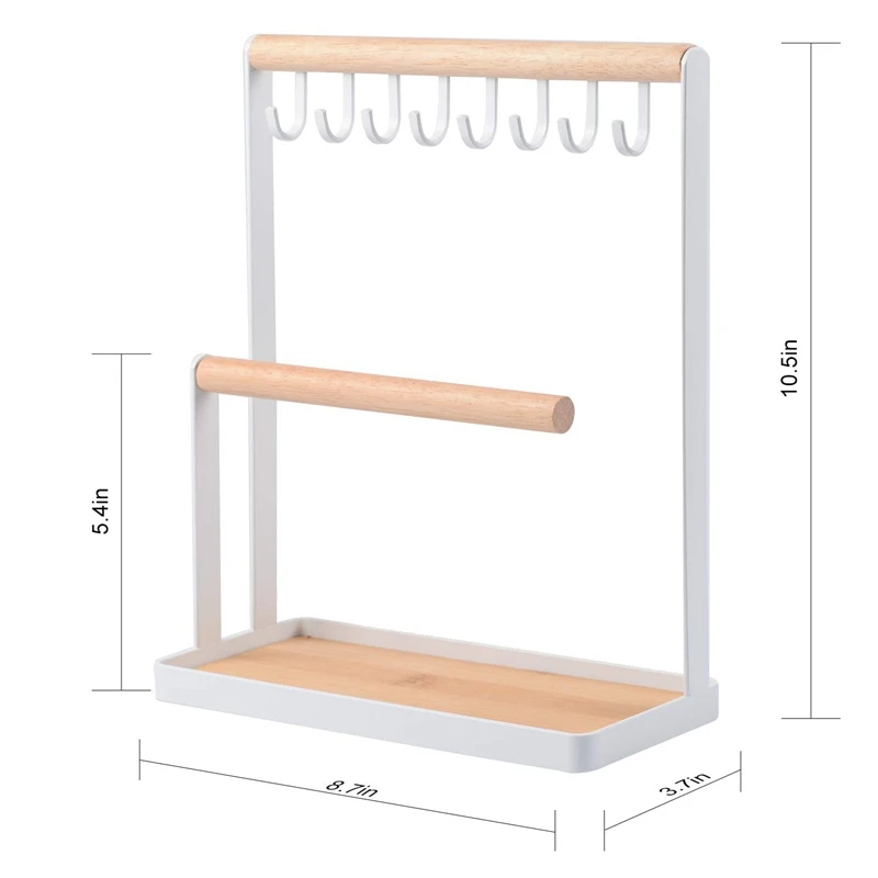 Ювелирные изделия стенд держатель с деревянным кольцом лоток и крючки хранения ожерелья браслеты, кольца, часы