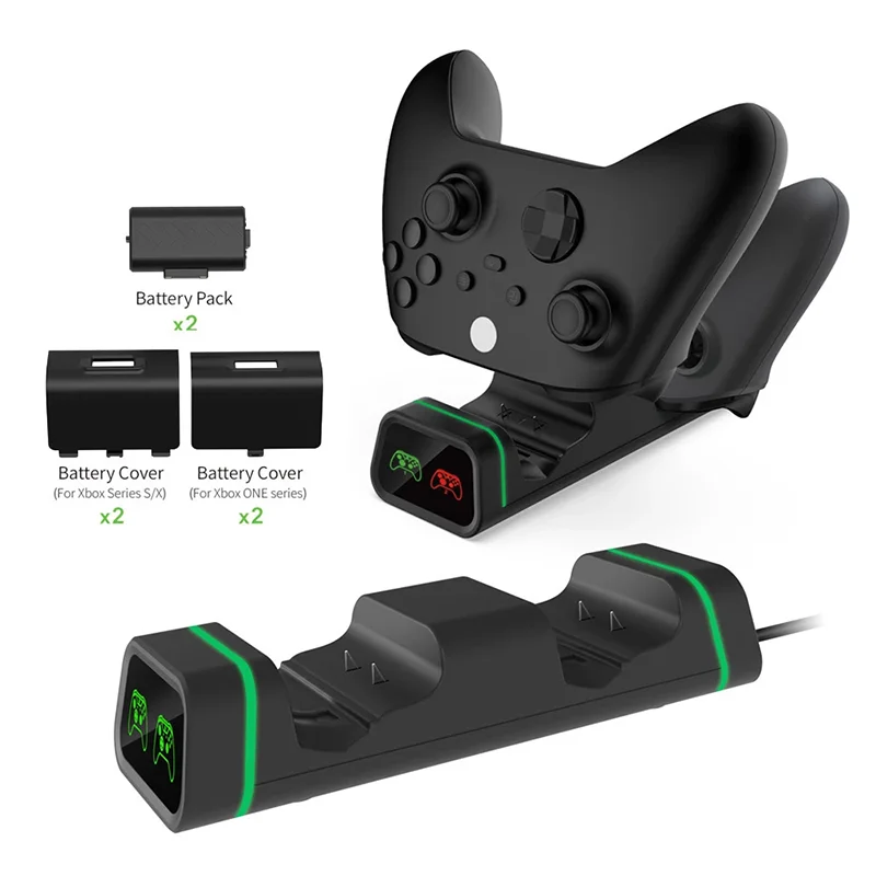 

Dual Wireless Controller Charger Gamepad Charging Station with 1200MAh Battery Pack USB Cable for XBOX One X/S