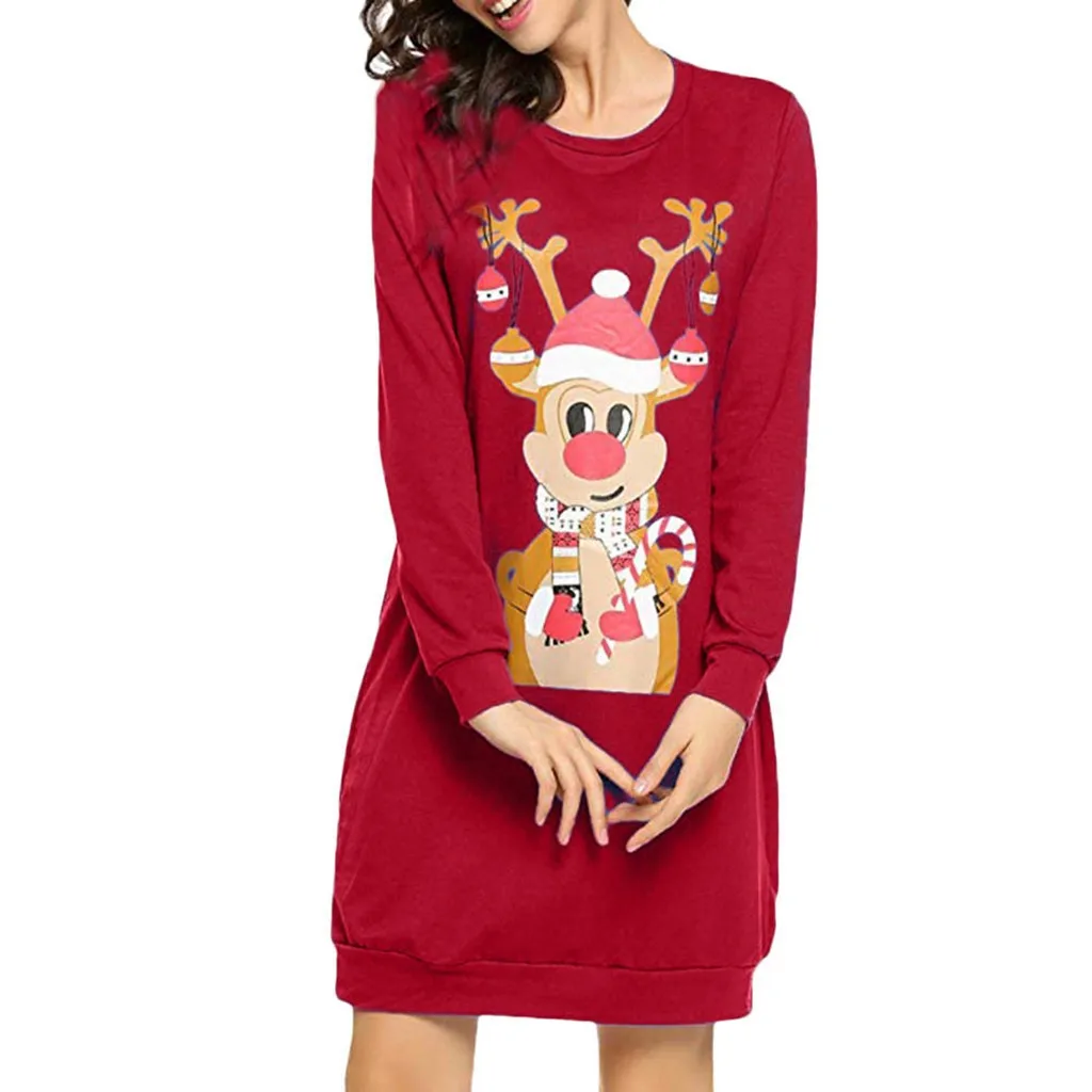 Винтажное рождественское платье, женское рождественское платье с рисунком обезьяны и длинным рукавом, повседневное обтягивающее мини-платье noel femme