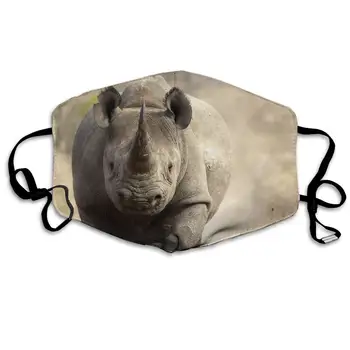 

NiYoung Women Men Teens Washable Reusable Face Masks with Elastic Ear Loop, Anti Dust Pollution Face Mask (Animals Rhinoceros)