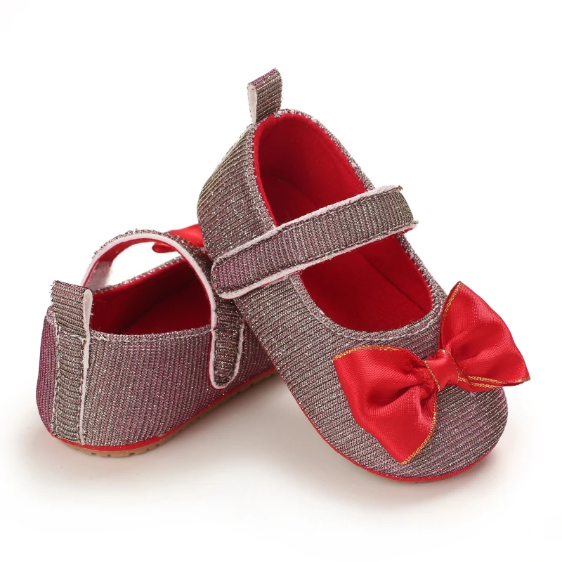 Baby Spring And Autumn Style Lovely Bow Solid Color Soft Sole Princess Shoes 0-18 Months Newborn Baby Casual Walking Shoes