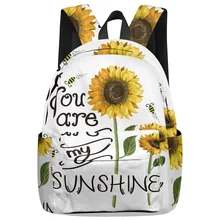Idílico girassol abelha fundo branco nova moda mochila de viagem casual simples mochila masculino e feminino(China)
