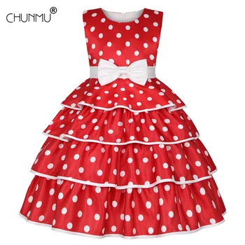 

Christmas Girl Dress Elegant Dots Bowknot Baby Girls Dresses Cake Tutu Vestidos Wedding Party Children Clothes Birthday Clothing