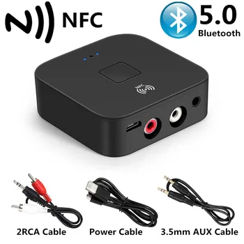 

NFC Function V5.0 Bluetooth Receiver Car kit 3.5mm AUX Jack 2RCA Hifi Wireless Adapter Auto On/OFF Music Audio Receiver 100Mbps