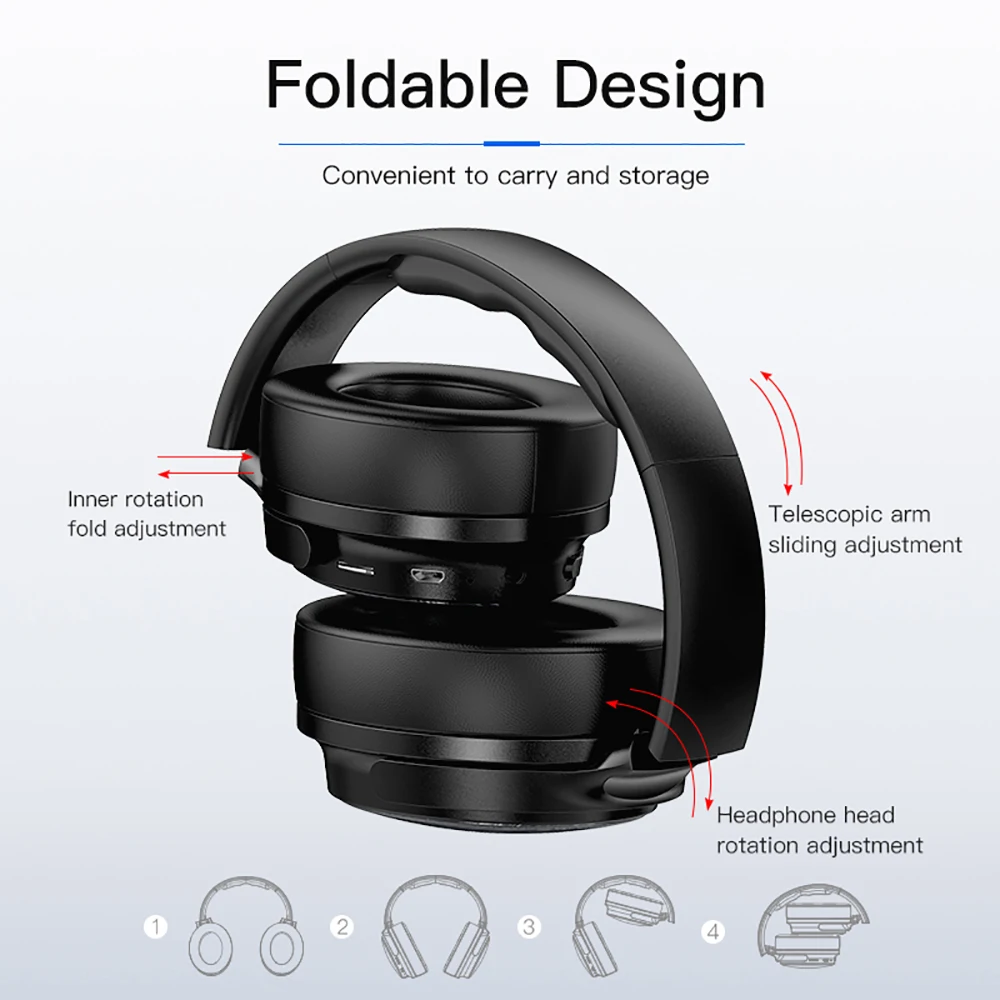 AWEI A780BL Bluetooth 5.0 Music Headset Foldable Gaming Headphones Wireless & Wired Design 15 hours Talk Time Support TF card