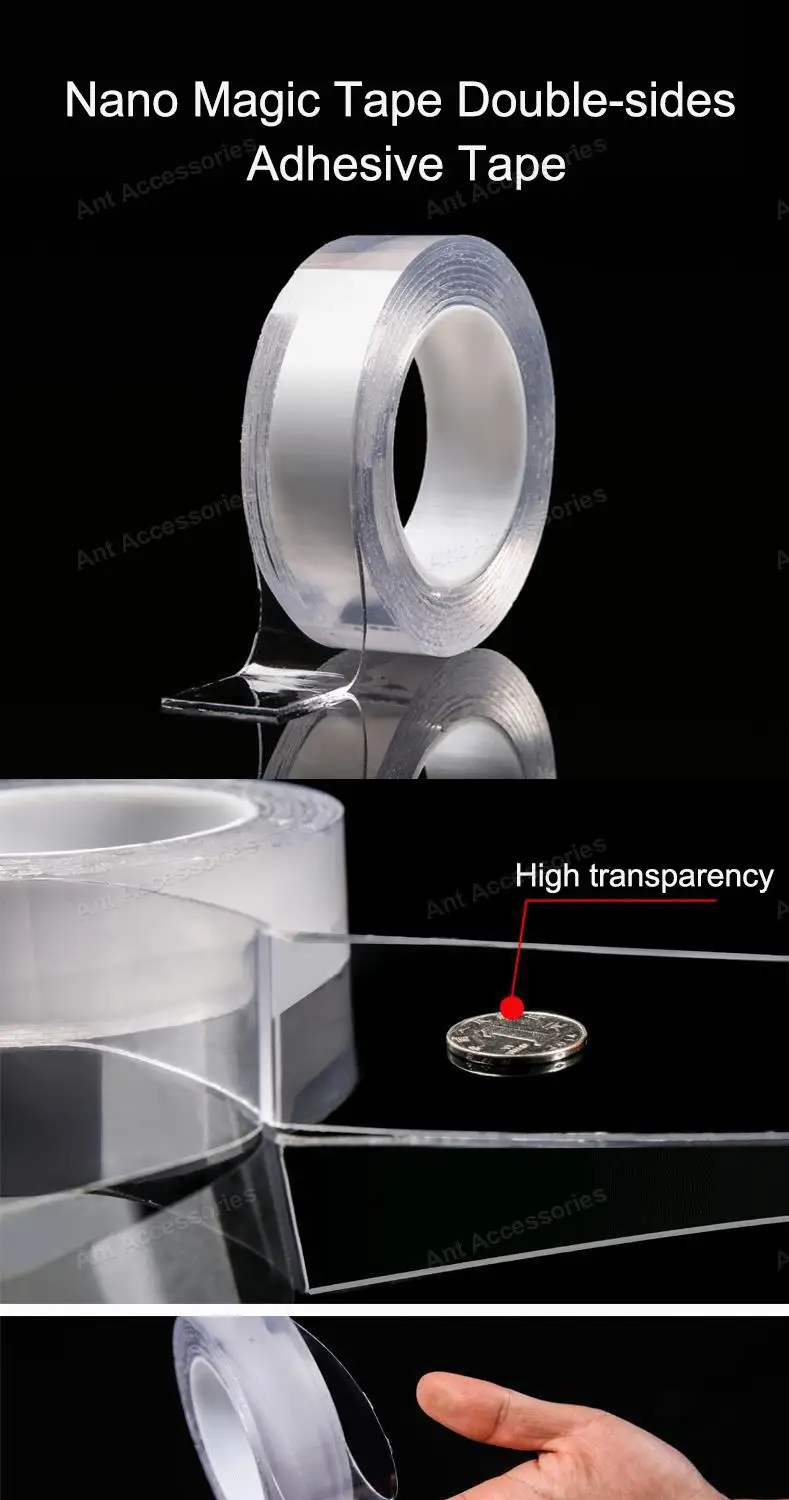 1-5 м многоразовый двухсторонний клей нано не оставляющая следов лента снимающиеся наклейки моющиеся домашние противоскользящие фиксированные клей