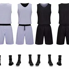 Двусторонний баскетбольный свитер для взрослых, спортивные комплекты, двухслойные дышащие ткани, простой дизайн, эластичные против морщин, Рубашки Брюки