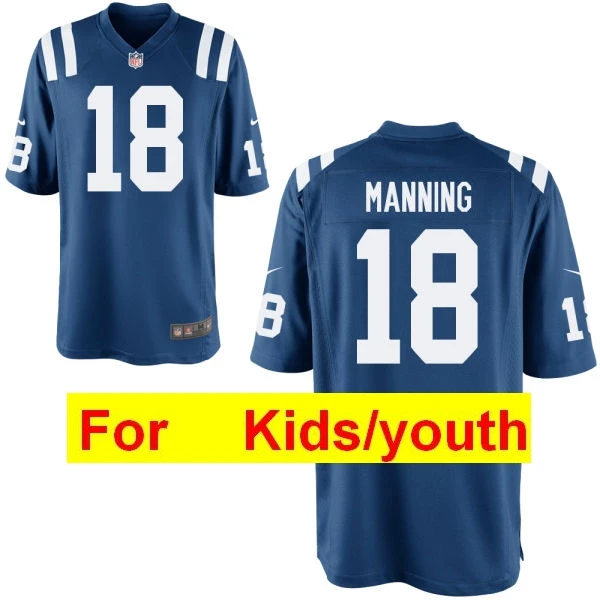 Youth Индианаполис#13 TY Hilton#12 Andrew Luck#18 Peyton kidsning футбольные майки - Цвет: Бежевый