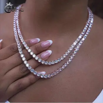 

Hiphop 4mm Iced Out Cubic Zirconia TenniS Chains Gold Silver Color CZ Choker Necklace Colored FaShion Men Women Jewelry 2020 new