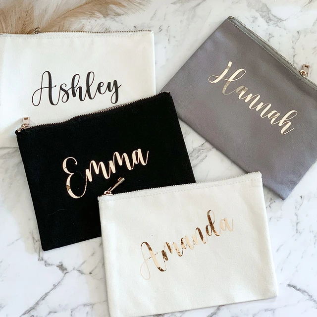 Personalized Makeup Bag Bridesmaid Gift Custom Name Monogram Cosmetic Bag  For Bridesmaid Makeup Bag Wedding Party Favors - AliExpress