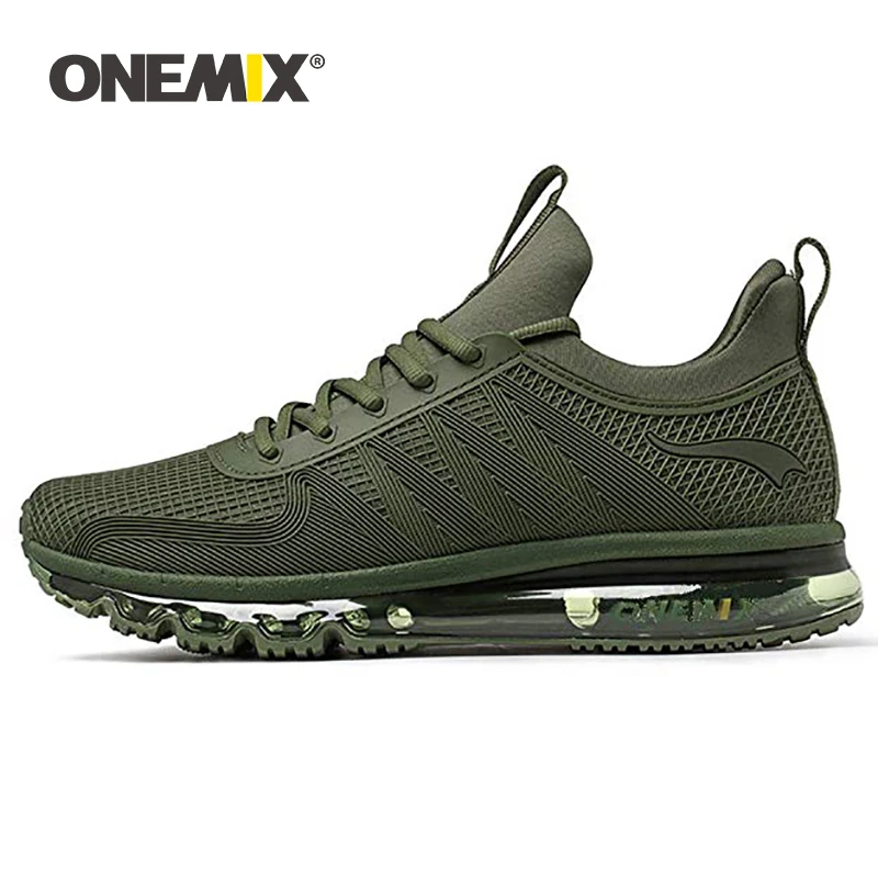 dark green ONEMIX мужские кроссовки Atheltic обувь для мужчин Высокая спортивная обувь синие уличные кроссовки сетка дышащая прогулочная обувь спортивная - Цвет: dark green