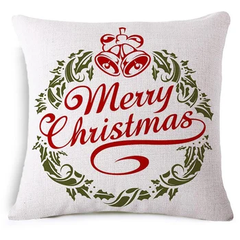 

45*45cm Square Pillow Cover Simple Christmas Letter Printed Pattern Pillow Case Square Linen Waist Throw Pillow Cover