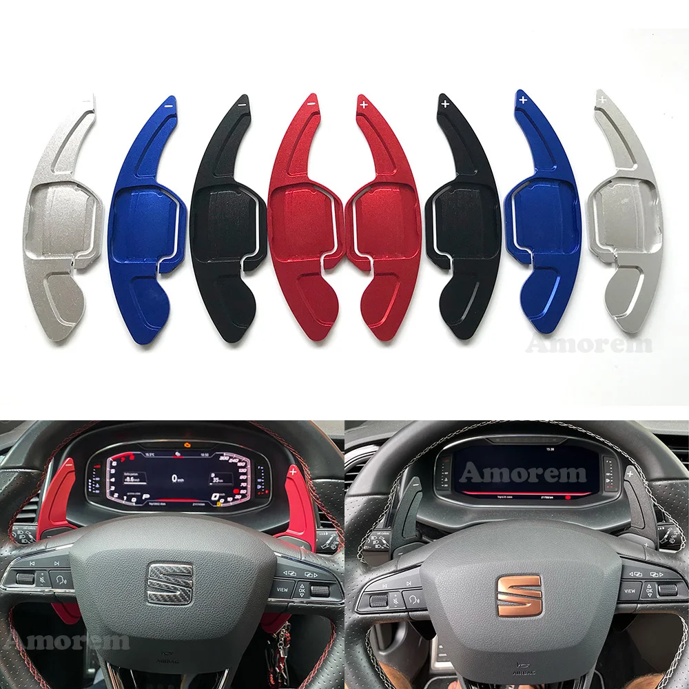 NAWQK Aluminum Alloy Steering Wheel Paddle Shifter Fit for Seat Leon FR 1P 2012 Paddle Car Accessories Covers Color : Red NAWQK Aluminum Alloy Steering Wheel Paddle Shifter Fit for Seat Leon FR 1P 2012 Paddle Car Accessories Covers Color : Red