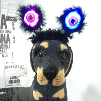 

Dog LED Headband Hair clip Headwear halloween scary Eyes masks pet costumes horror Prank funny accessories big scarf discolor