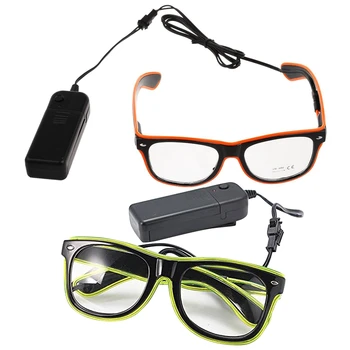 

2 Set LED Light Glasses Party Toy Glasses, 1 Set Orange-Emitting & 1 Set Fluorescent Green-Emitting