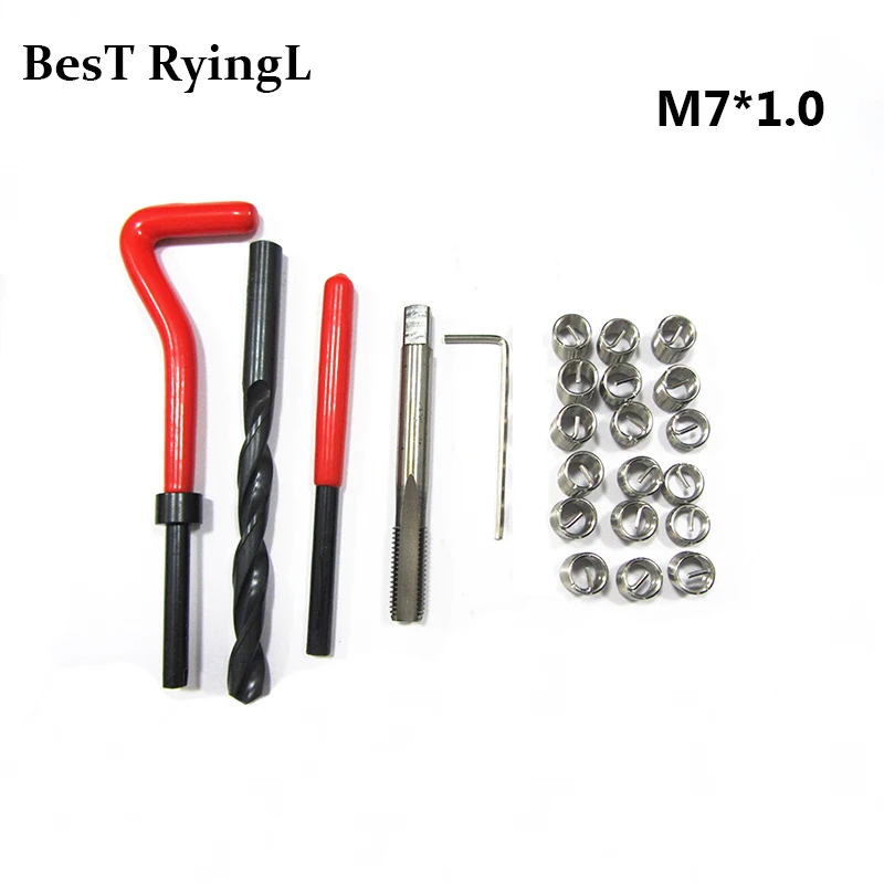 

M7*1.0 Car Pro Coil Drill Tool Metric Thread Repair Insert Kit for Helicoil Car Repair Tools Coarse Crowbar