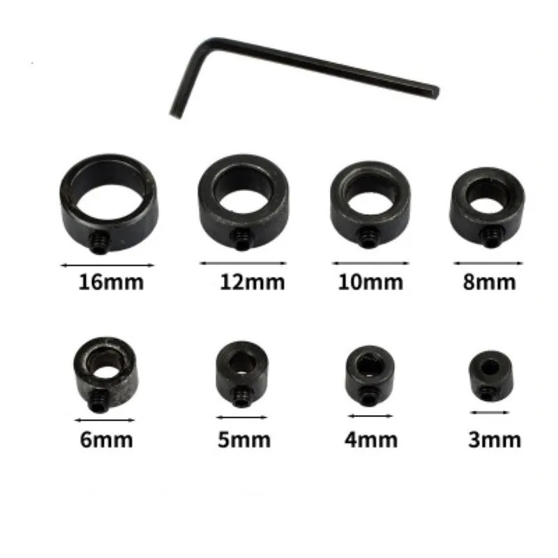 8psc Set Carbon Steel Black Drill Bit Limit Ring Retaining Ring