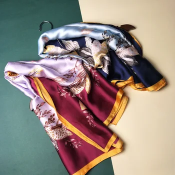 

90*90cm Silk Flower Floral Scarves Women Foulard Square Hijab Scarf Ladies Satiny Shawl wrap muffler pareo female hijab poncho