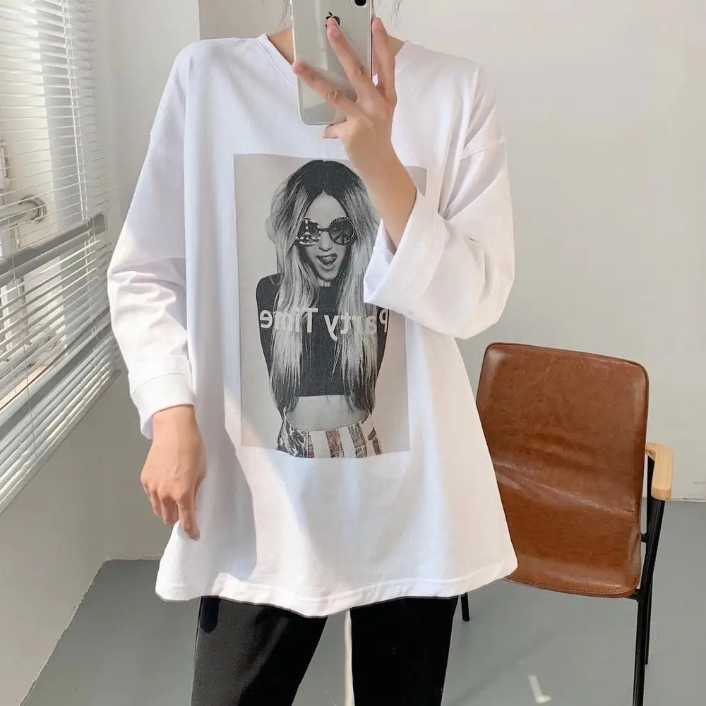 Spring Women's Long Sleeve Streetwear Cotton Tee