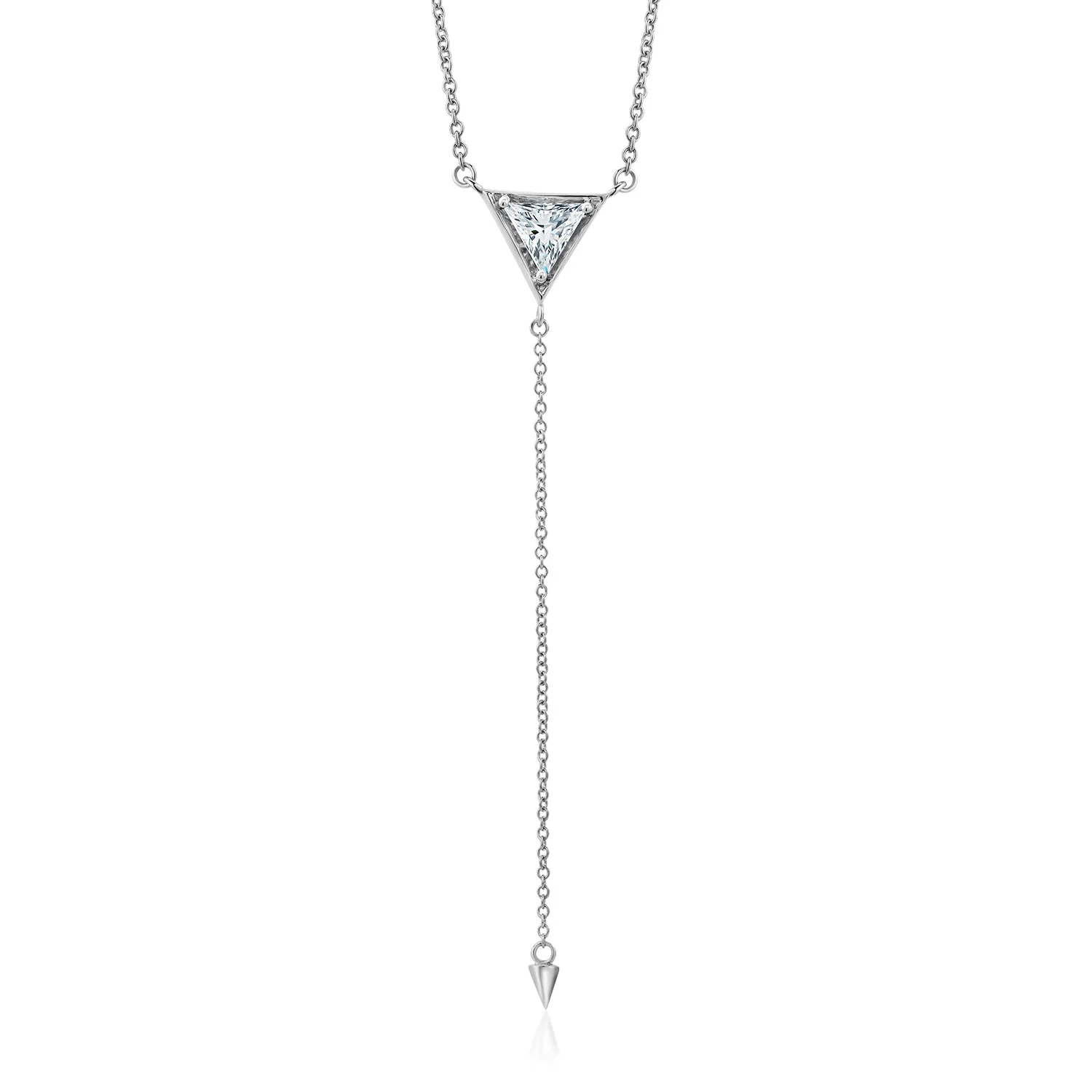 GemStoneKing 0.60Ct 925 Sterling Silver Pendant Necklace For Women Forever Triangle Created Moissanite by Charles& Colvard