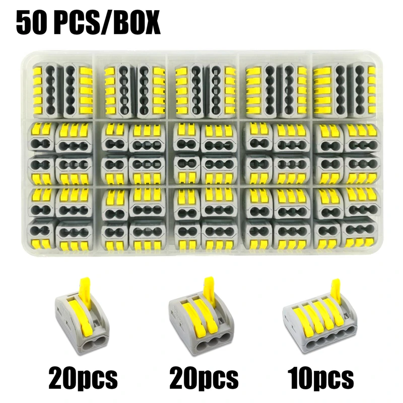 

50 unids/caja 212-215 cableado elйctrico terminales de cable hogar conectores terminales rбpidos para conexiуn de cables