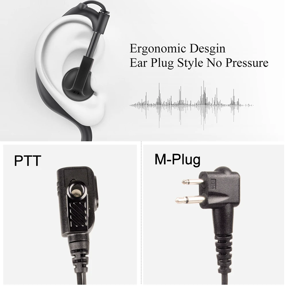 2 Pin Клип наушник, крепящийся на ухе гарнитура микрофон стандарт голосовой связи PTT для Motorola двухсторонняя рация CP040 CP125 CP140 CP180 CP185 CP300 M штекер