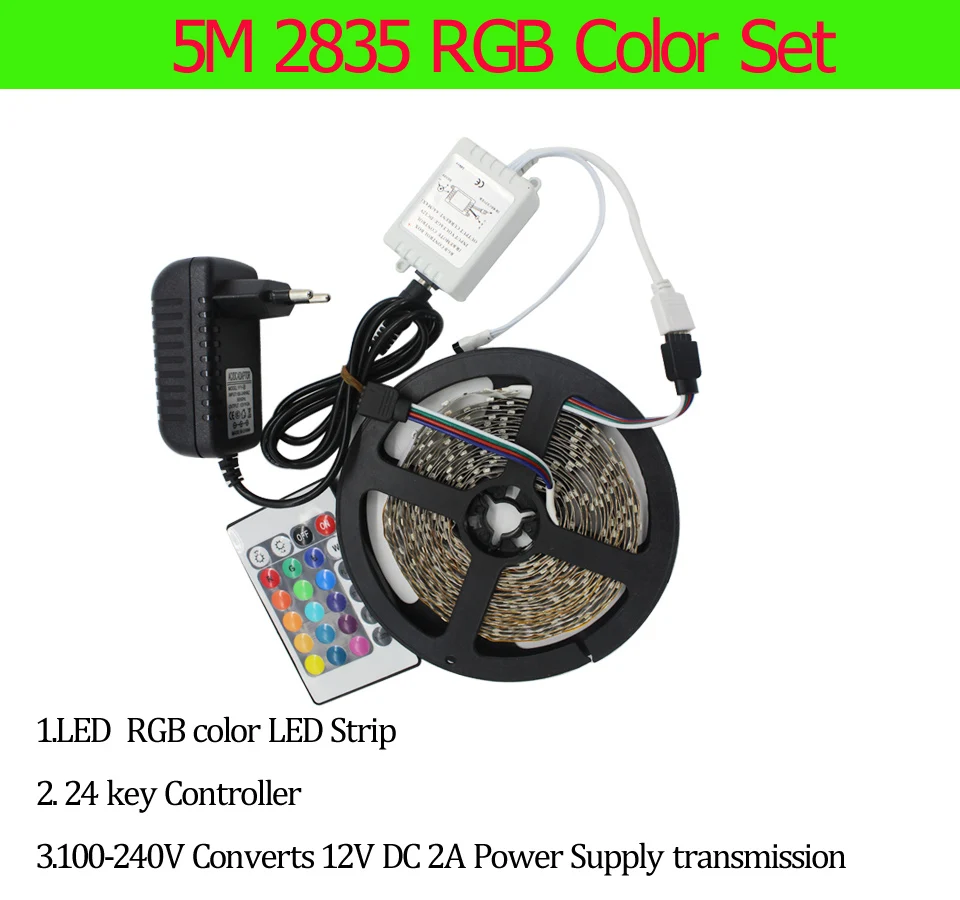 Светодиодная лента 2A US EU Plug адаптер питания AC 110-240V К DC 12V пульт дистанционного управления IR 24Key для 5M SMD 3528 RGB светодиодные фонари