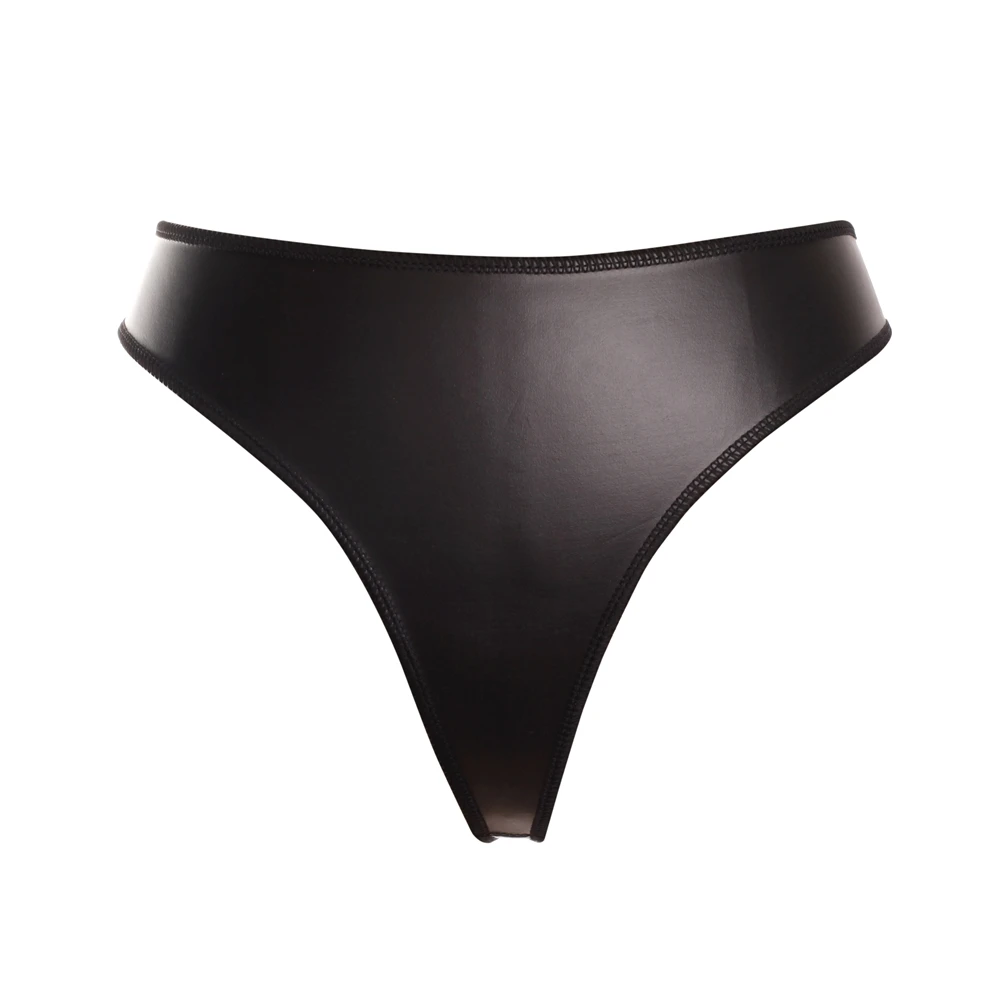 Mystery Ladie - Faux Leather Thong Panties