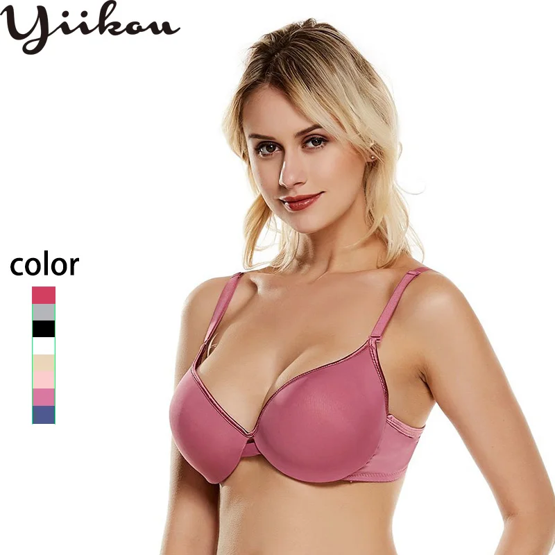 

New women's bra underwear solid color deep V adjustable bra for gathering breathable comfortable student bra underwear
