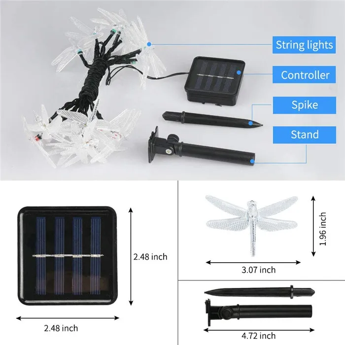 Outdoor 20 LED Dragonfly Solar String Light 6