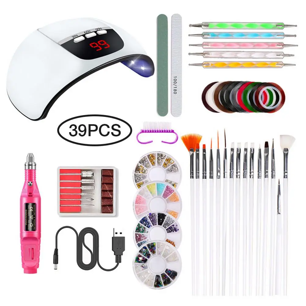39 шт. набор ручек для маникюра с точечным сверлом СВЕТОДИОДНЫЙ УФ-полировщик