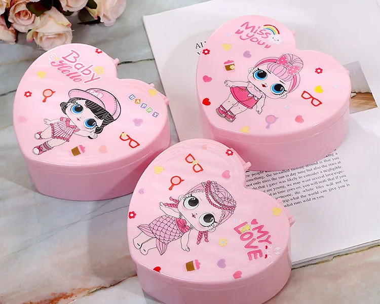 Girls Jewelry Box Heart-shaped children cartoon princess Cosmetic case cosmetics storage box necklace tiara box dressing mirror