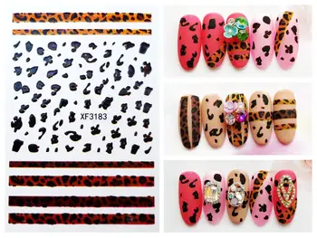 

1 sheet leopard nail art sticker brown red animal sexy pattern 3D manicure with back glue ultra thin nail decals XF001