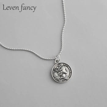 

925 Sterling Silver Antique Queen Elizabeth Dollar Medallion Coin Disc Layering Necklace 65cm Ball Bead Chain Long Necklace