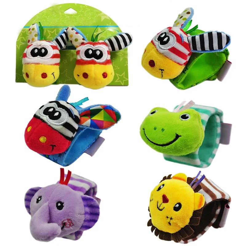 

2 Pcs Baby Toys Baby Rattles Animal Wrist Strap with Rattle Baby Wrist Strap Cartoon Educational Best Gift Frog Toy for Children