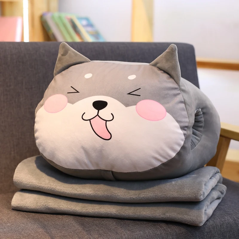 Мягкими Животные руки Подушка Кошка Собака Хаски Косплей Shiba «Лисья Секретная служба»(Inu очаровательны чучела Мультфильм Plushie 2-в-1 подушка для сна подушка подарок для ребенка