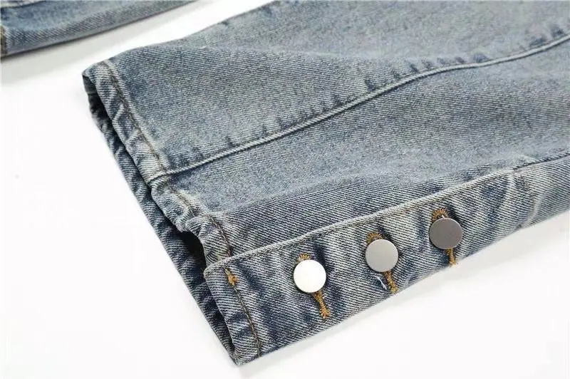 2022 Jeans for men and women Vintage Jeans embroidered jeans for  baggy jeans pocket jeans Button split denim pants Blue jeans skinny jeans