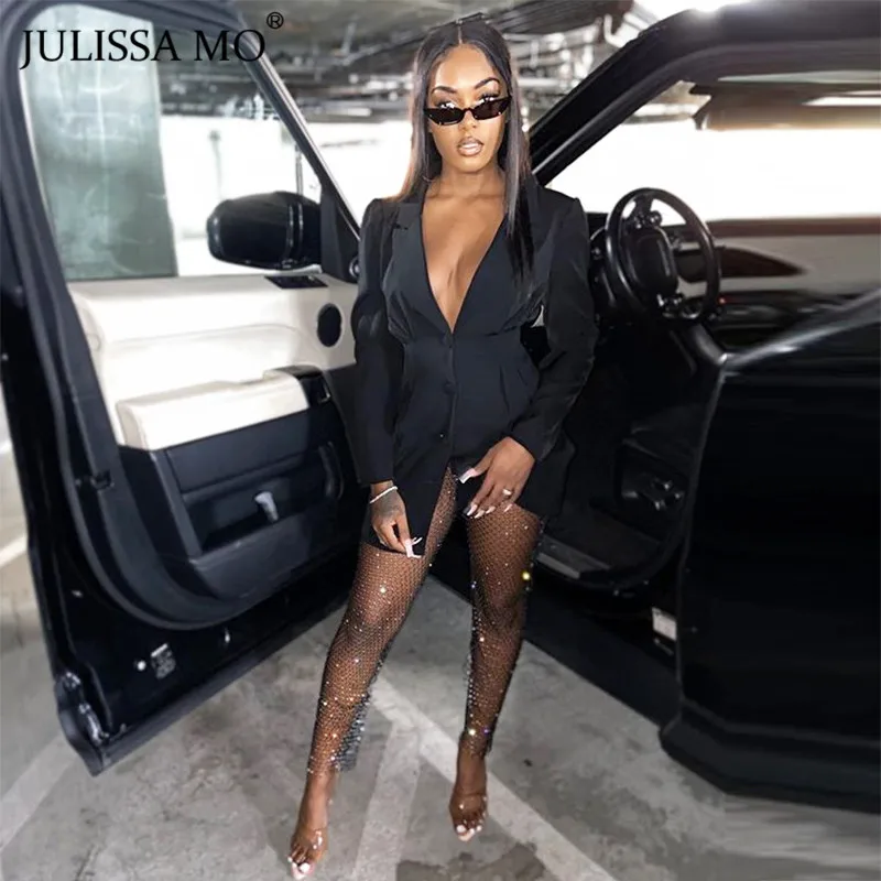 JULISSA MO Crystal Diamond Wide Leg 