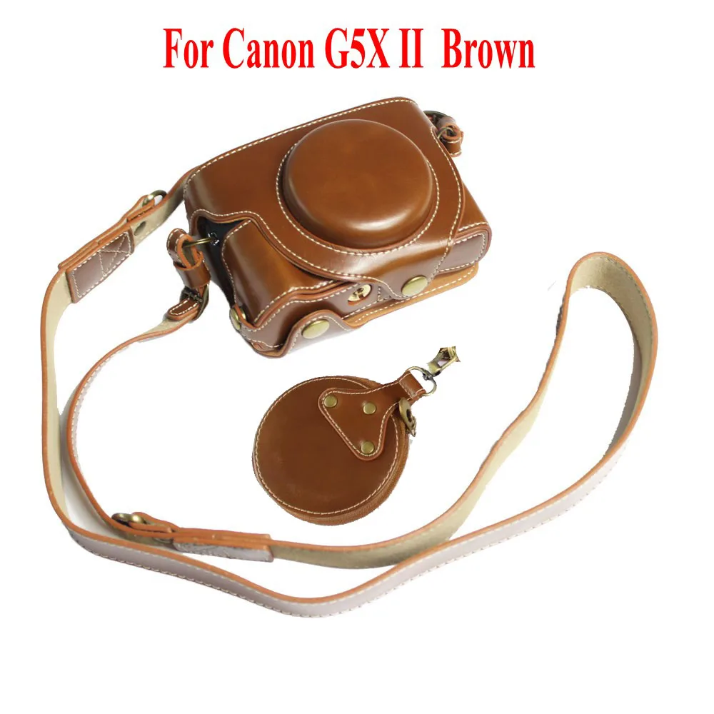 G5X II Brown Роскошный чехол для камеры PU кожаный чехол для камеры Canon Powershot G5X G5X II G5XII G5X Mark II с ремешком мини-Чехол - Цвет: G5X II Brown