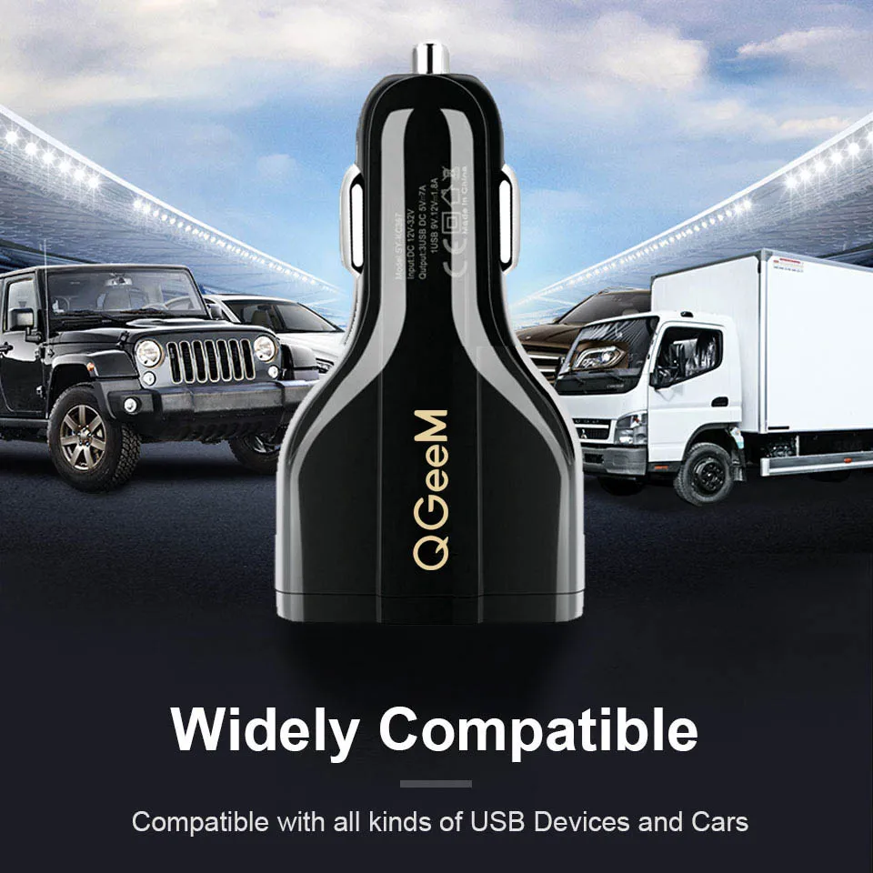 QGEEM QC 3,0 3 USB Автомобильное зарядное устройство Quick Charge 3,0 3 порта быстрое зарядное устройство для автомобильного телефона зарядное устройство адаптер для iPhone Xiaomi mi 9 Red mi