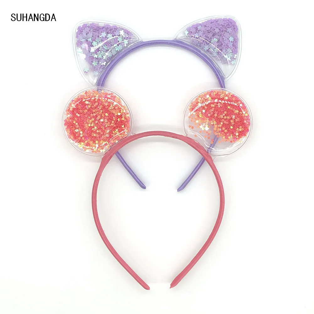 New Girls Cute Colorful Sequin Cat Ears Headbands Children Sweet Cat Ears Hair Band Kids Hair Accessories Scrunchie Christmas