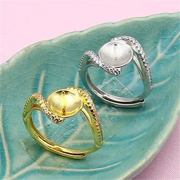

Ring Mount Pearl Accessories Adjustable Size 925 Silver Plated Ring Jewelry DIY No Pearl Free Shipping