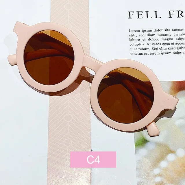 Free shipping children's color round frame light PC cute small face sunglasses Frame Tea Slice